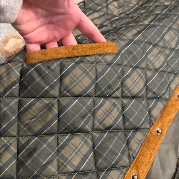 Plaid Quilted Vest with Suede Accents - Picture 8 of 11